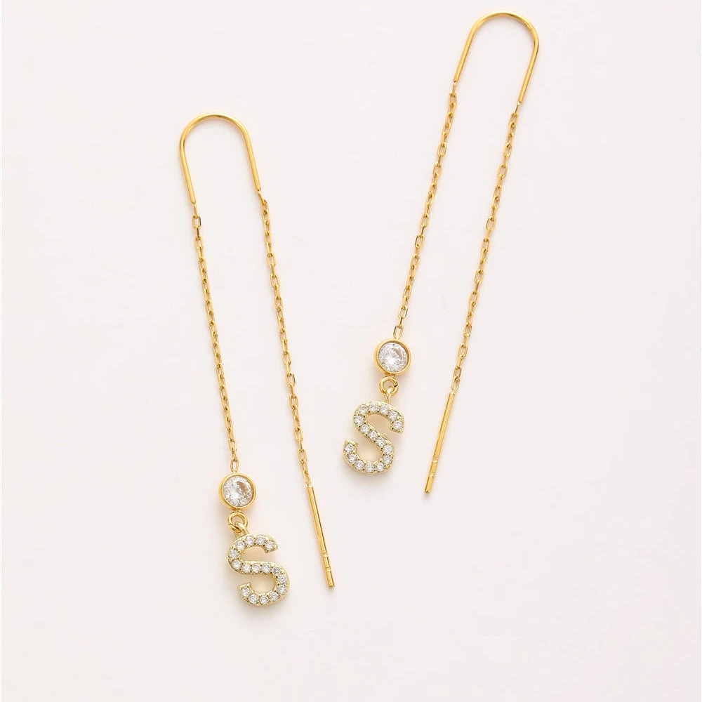 Doppel-Strang-Ohrringe Mit Buchstabe 2 Doppel-Strang-Ohrringe Mit Buchstabe – Bild 2