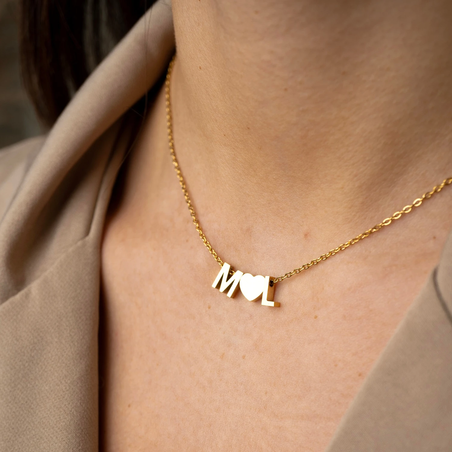 Tiny Heart Halskette Double Buchstabe 5 Tiny Heart Halskette Double Buchstabe – Bild 5