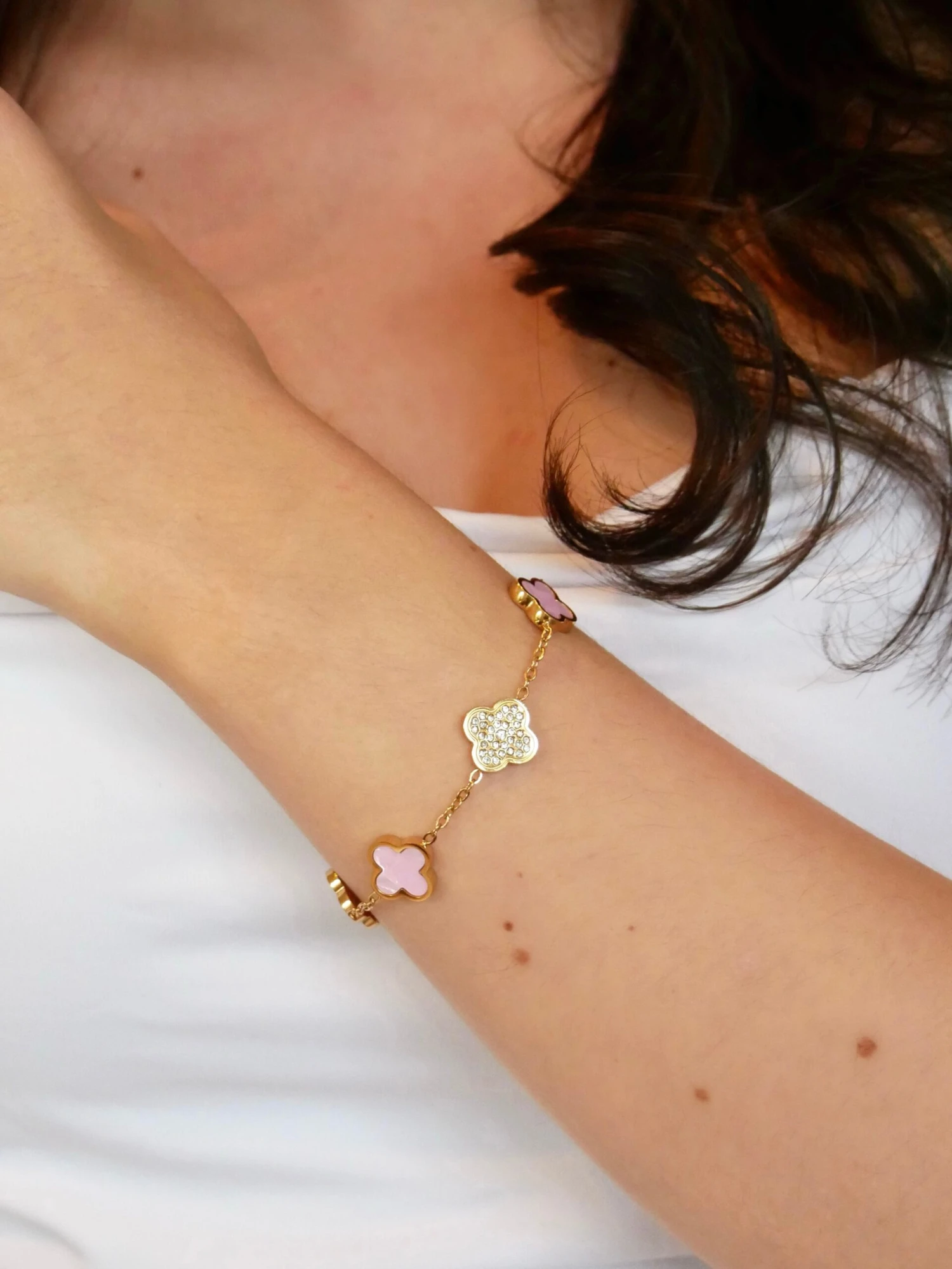 Sparkling Pink Leaf Armband 1 Sparkling Pink Leaf Armband