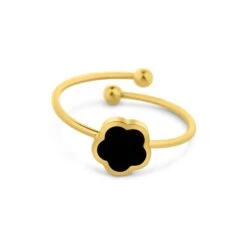 Black Leaf Open Ring