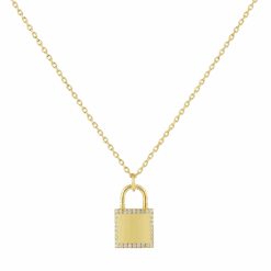 Schloss Halskette Zirkonia Mit Gravur