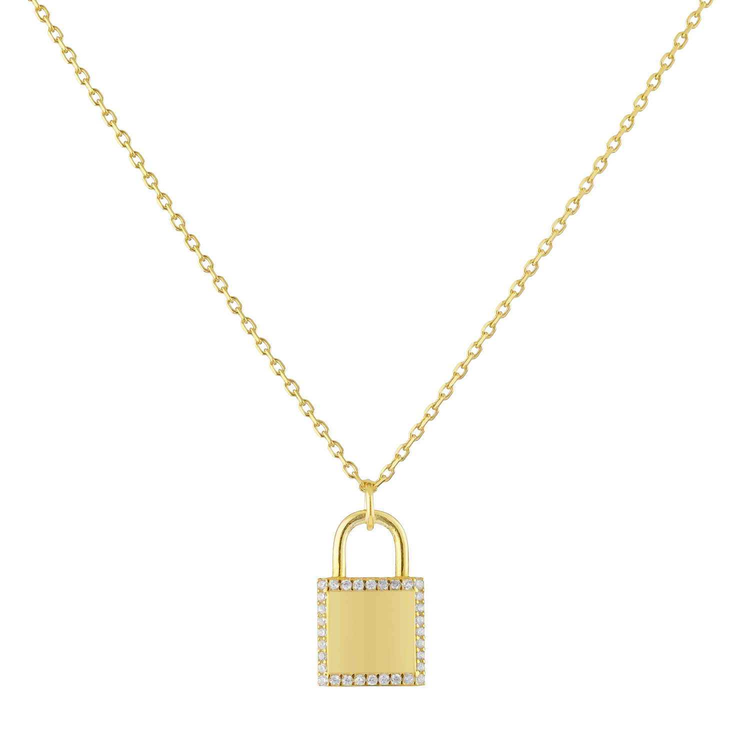 Schloss Halskette Zirkonia Mit Gravur 1 Schloss Halskette Zirkonia Mit Gravur