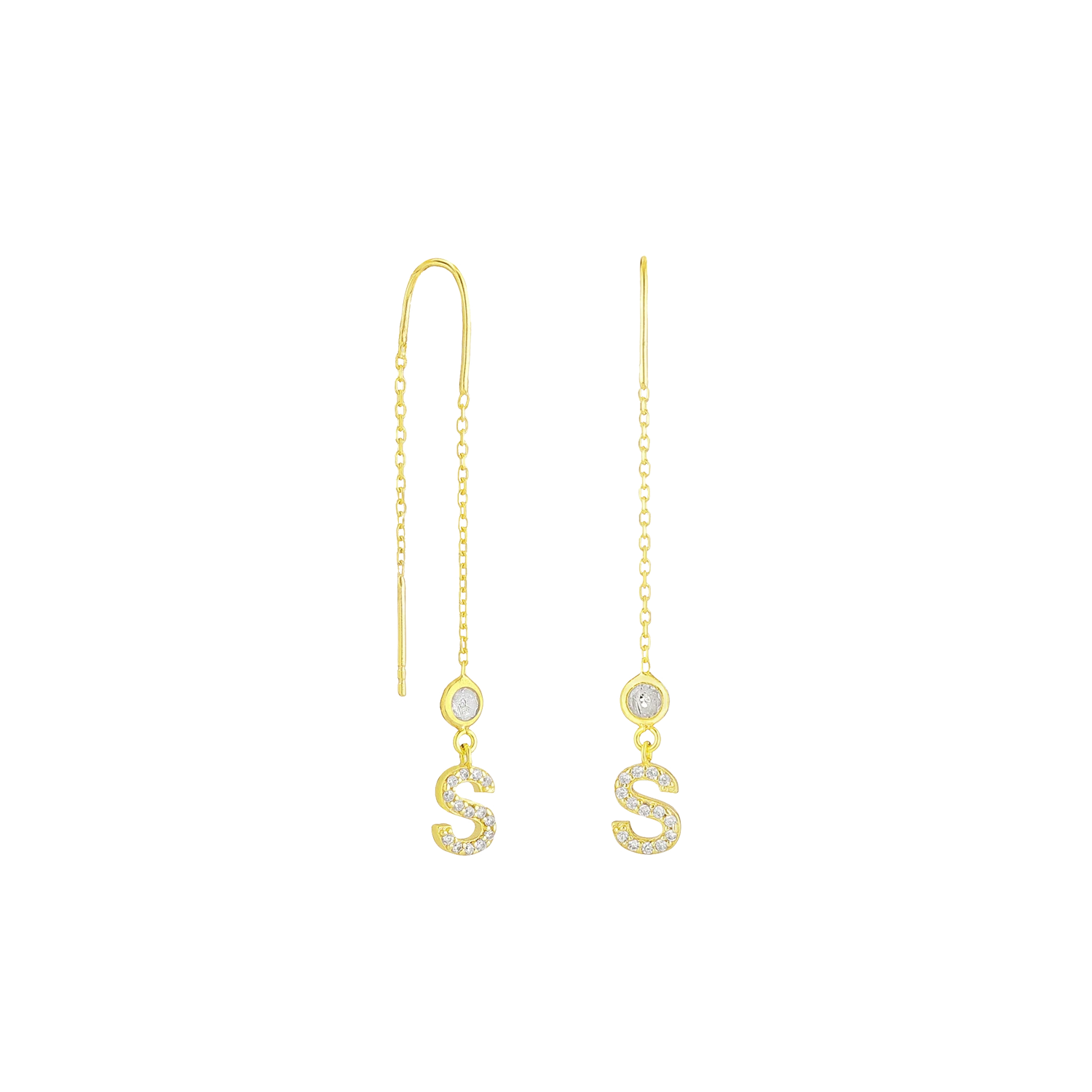 Doppel-Strang-Ohrringe Mit Buchstabe 1 Doppel-Strang-Ohrringe Mit Buchstabe